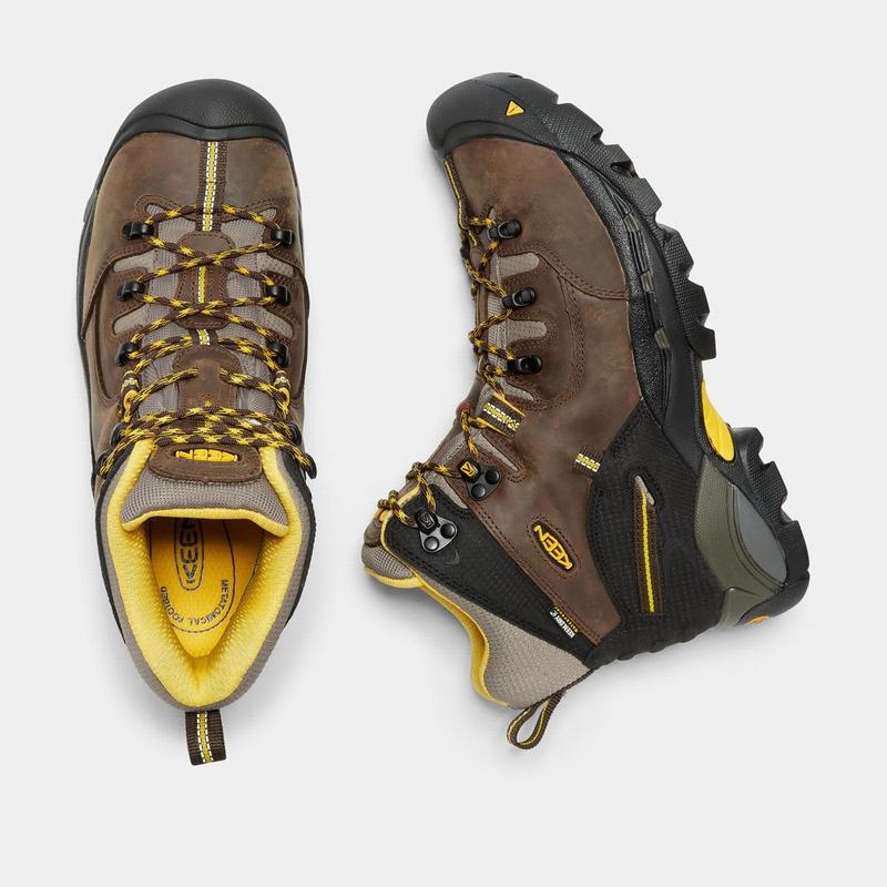 Buy Keen Pittsburgh 6" Steel Toe Mens Work Boots Brown/Yellow (0358-GJHRQ)